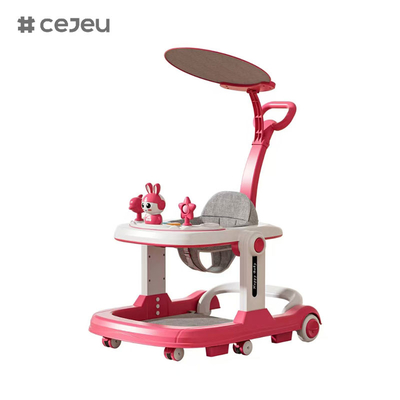 QRBB-869A,baby walker,2 in 1 3 Height adjuster Wheel*6 Brake/Music/Toys Safety anti fall stripSeat cushion: linen Silent