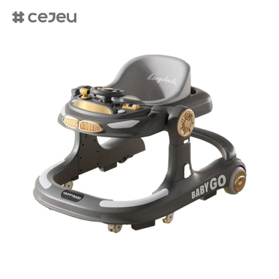 CJ-958,baby walker,Orange Grey khaki,Music/Lights 6 Height adjuster,One click folding,58*60*75 size,Silent universal whe