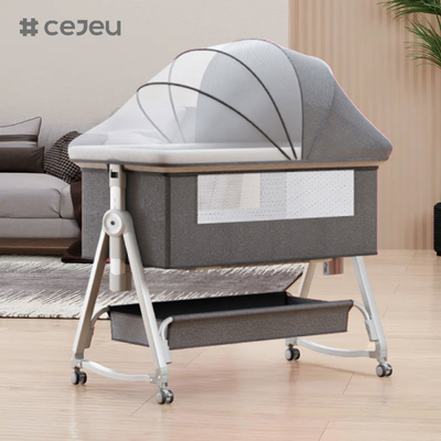 Detachable baby bassinet bedside crib with mosquito net and mattress, Crib Adjustable height, newborn baby must have bed