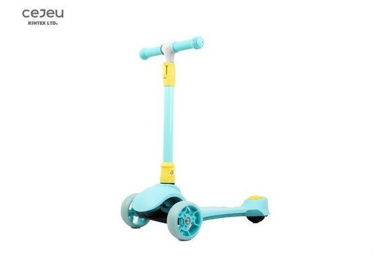 Blue 3 Wheel Kids Scooter PU With Adjustable Height