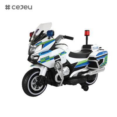 For boys and girls ages 3-8 riding police motorcycles with two balance training wheels, lights and music