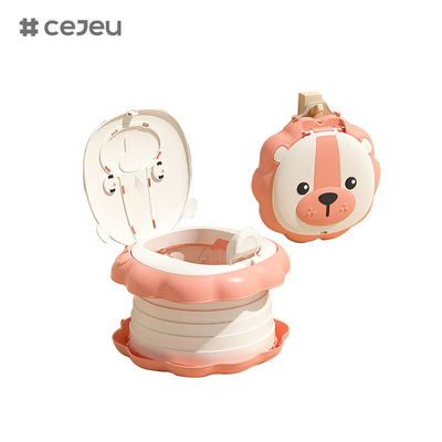 6920，Folding toilet, little lion shape,One key folding/ portable toilet/Quick storage/ Easy to clean/With drawstring bag
