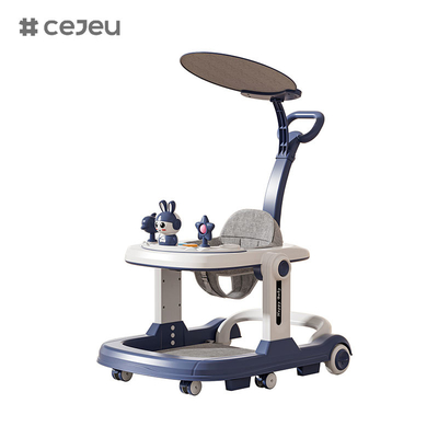 QRBB-869A,baby walker,2 in 1 3 Height adjuster Wheel*6 Brake/Music/Toys Safety anti fall stripSeat cushion: linen Silent