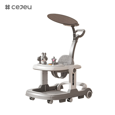 QRBB-869A,baby walker,2 in 1 3 Height adjuster Wheel*6 Brake/Music/Toys Safety anti fall stripSeat cushion: linen Silent