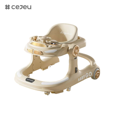 CJ-958,baby walker,Orange Grey khaki,Music/Lights 6 Height adjuster,One click folding,58*60*75 size,Silent universal whe