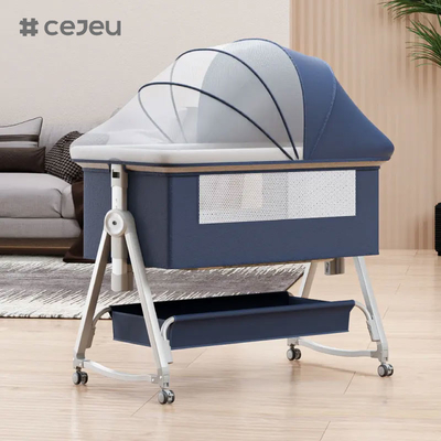 Detachable baby bassinet bedside crib with mosquito net and mattress, Crib Adjustable height, newborn baby must have bed