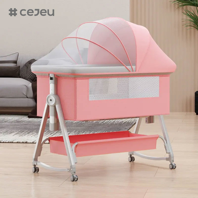 Detachable baby bassinet bedside crib with mosquito net and mattress, Crib Adjustable height, newborn baby must have bed
