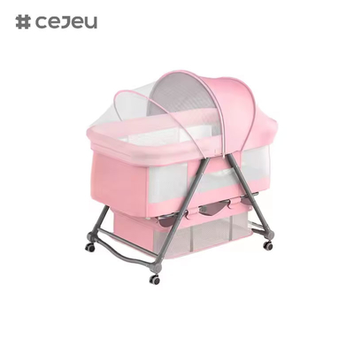 CJ-BJJ-001 Adjustable height baby cradle Adjustable height baby cradle bed Crib with cradle300D linen cloth four colors