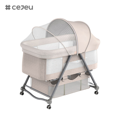 CJ-BJJ-001 Adjustable height baby cradle Adjustable height baby cradle bed Crib with cradle300D linen cloth four colors