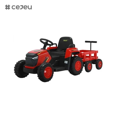 CJ-DLS-X18 kids electric tractor toy car dual motor 12v battery powered plastic ride on toy car with music LED light