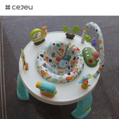 CJ-XTD-901 3-in-1 Multi-Functional Children's Activity Table Baby Walker and Interesting Building Block Set with Plastic Frame