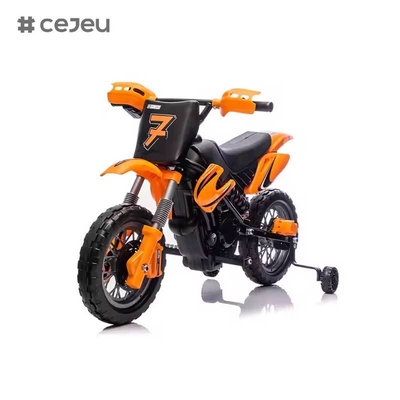 CJ-XB-8015 12V Battery Powered Motorcycle Electric Dirt Car for Kids Age 3-8 with Training Wheels Horn & Start Sound Certified En71