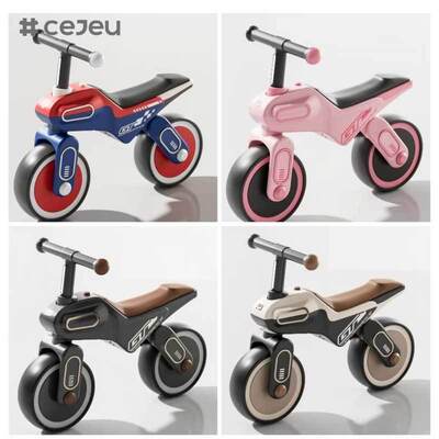 CJ-DQ-GT-01 Soft Upholstered Seats Plastic Toddler Foot-Powered 2-Wheel Balance Bike Shock Absorber 1-6 Years Old Pedal-Free Ride-On Toy