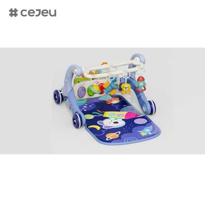 CJ-ABY-368-158G SeaMind 2-in-1 Multi-Functional Walker Fitness Frame Music Pedal Piano Toy for Infants Foldable Plastic Play Mat for Ages 0-3