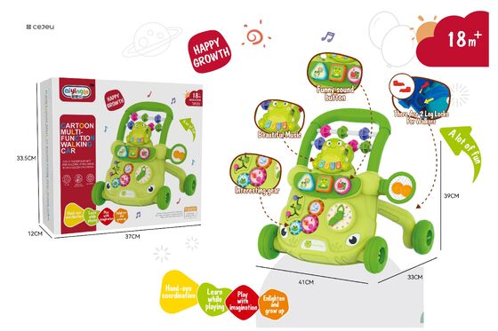 CJ-HW-368-118  New Style Toddler Plastic Baby Walker Stand-up Toys with Musical Cartoon Feature Activity Walkers
