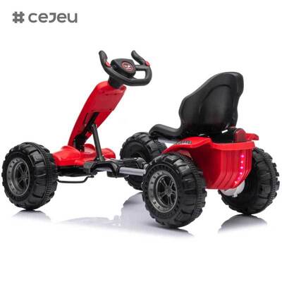 CJ-WH201 Kids Go Kart One Button Start Telescopic Steering Wheel LED Lights Cup Holder Birthday Gift Disc Brake Electric Go Kart