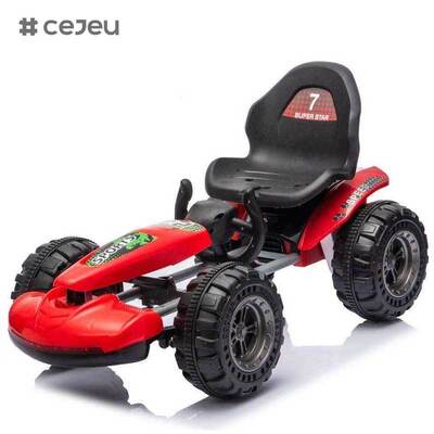 CJ-WH201 Kids Go Kart One Button Start Telescopic Steering Wheel LED Lights Cup Holder Birthday Gift Disc Brake Electric Go Kart