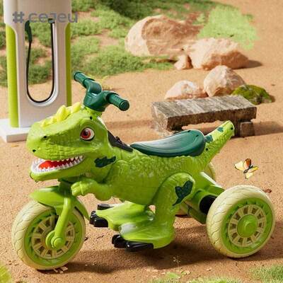 CJ-BTM-5688 Safe Cartoon 3-Wheel Electric Plastic Kids Car Music Lights Dual Driver Battery-Powered Ride-On Toy for Toddlers 2-5 Years Old
